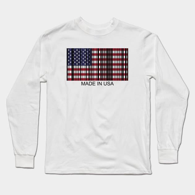 independence day barcode flag usa 4th of july Long Sleeve T-Shirt by Typography Dose